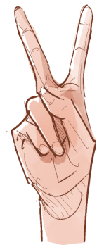 illustration of a hand showing peace symbol